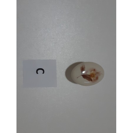 Pomello ovale porcellana, fiore marrone, base bronzata